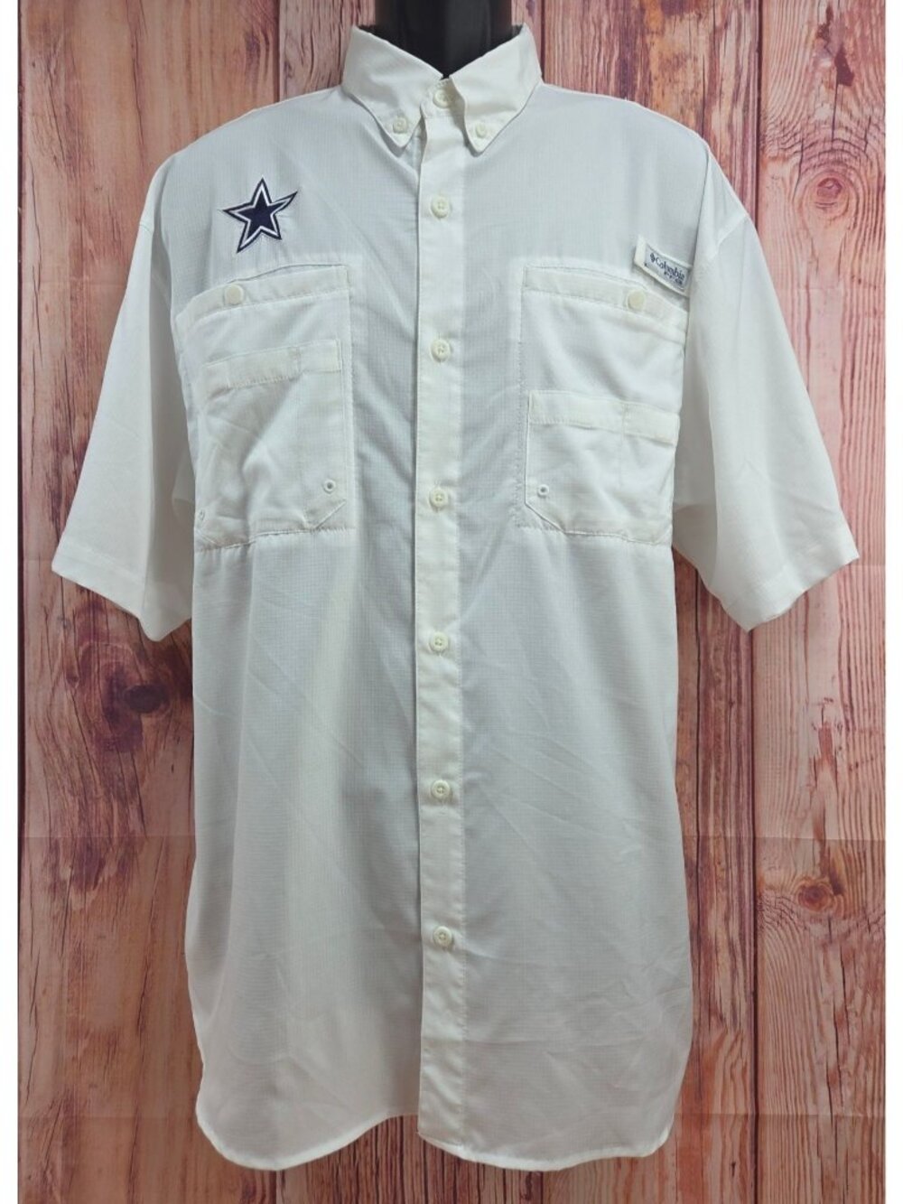 Dallas Cowboys Columbia Sportswear PFG White Fishing Shirt Large